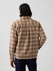 Gap Brown Check Relaxed Straight-Hem Flannel Shirt - Image 2 of 4