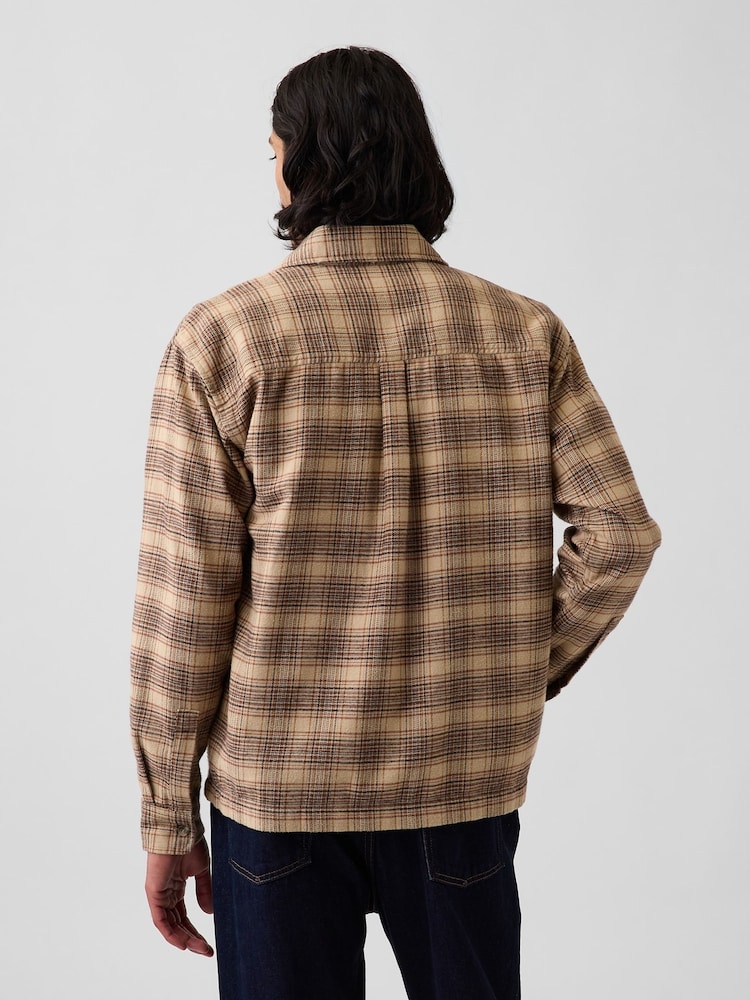 Gap Brown Check Relaxed Straight-Hem Flannel Shirt - Image 2 of 4 Gap Brown Check Relaxed Straight-Hem Flannel Shirt - Image 2 of 4