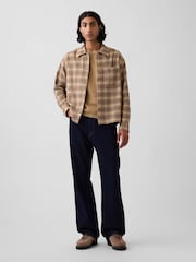 Gap Brown Check Relaxed Straight-Hem Flannel Shirt - Image 3 of 4