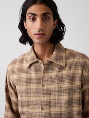 Gap Brown Check Relaxed Straight-Hem Flannel Shirt - Image 4 of 4