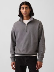 Gap Dark Grey Heavyweight Oversized Quarter-Zip Pullover Sweatshirt - Image 1 of 4