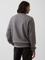Gap Dark Grey Heavyweight Oversized Quarter-Zip Pullover Sweatshirt - Image 2 of 4