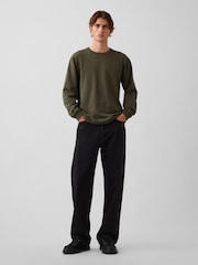 Gap Khaki Green Heavyweight Relaxed Long Sleeve T-Shirt - Image 3 of 4