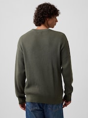 Verde - Gap Relaxed Fisherman Stitch Crew Neck Jumper - Imagen 2 de 5