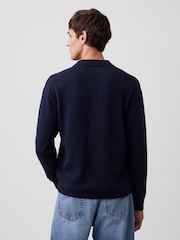 Gap Navy Relaxed Polo Jumper - Image 2 of 4