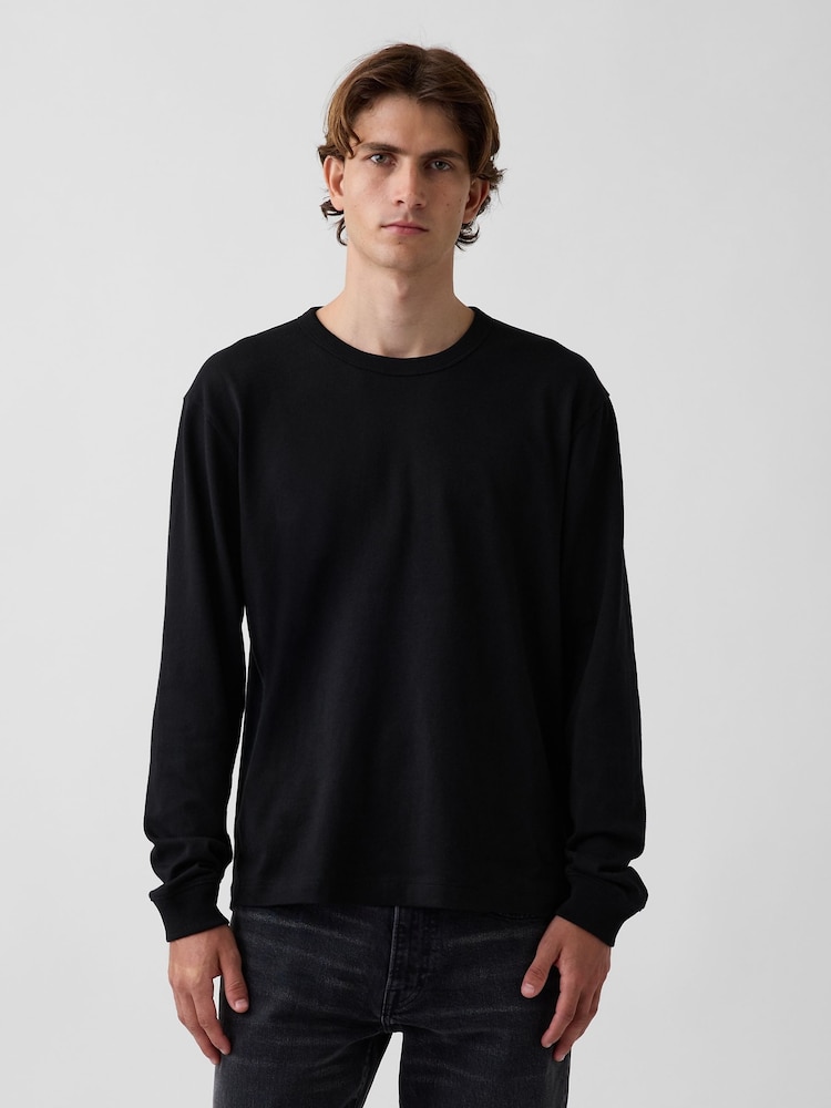 Gap Black Heavyweight Relaxed Long Sleeve T-Shirt - Image 1 of 4