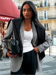 Ro&Zo Black Check Oversized Blazer With Wool - Image 4 of 9