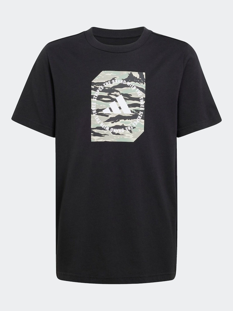 adidas Black Camo Graphic 100% Cotton T-Shirt - Image 6 of 6