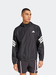 adidas Black Icon 3-Stripes Windbreaker - Image 1 of 1
