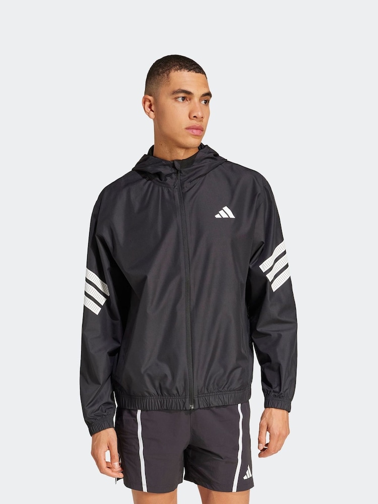 adidas Black Icon 3-Stripes Windbreaker - Image 1 of 1