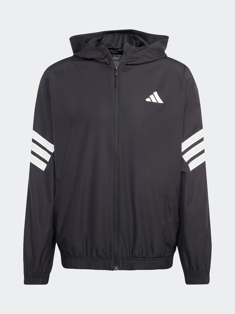 adidas Black Icon 3-Stripes Windbreaker - Image 6 of 6