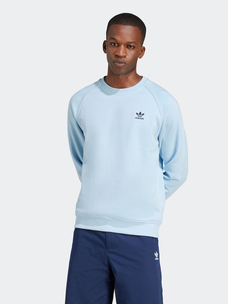 adidas Originals Blue Trefoil Essentials Crew Sweatshirt - Image 1 of 5