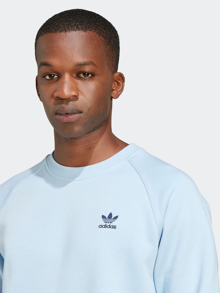 adidas Originals Blue Trefoil Essentials Crew Sweatshirt - Image 5 of 5