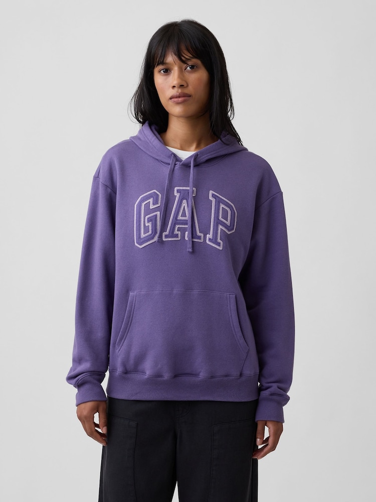 Gap Dark Purple Relaxed Logo Hoodie - Image 1 of 5 Gap Dark Purple Relaxed Logo Hoodie - Image 1 of 5