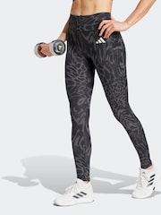 adidas Black Train Essential Minimal All Over Print Full Length Leggings - Image 1 of 6