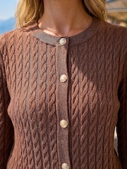 Roman Brown Cable Knit Cardigan - Image 4 of 4