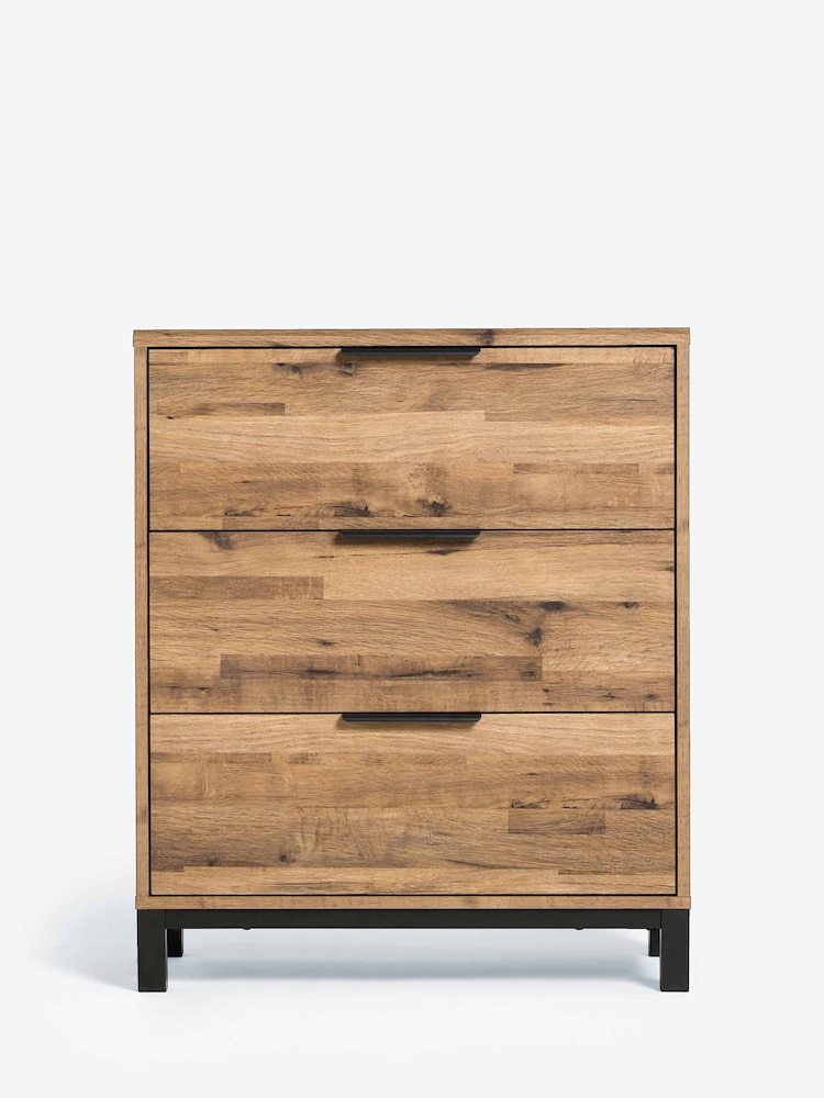 Dark Bronx Oak Effect 3 Drawer Chest of Drawers - Image 2 of 7
