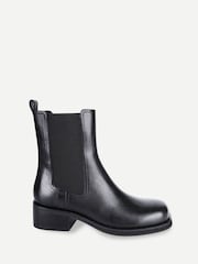 Off The Hook Black Halo Leather Ankle Chelsea Boots with Block Heel - Image 1 of 6