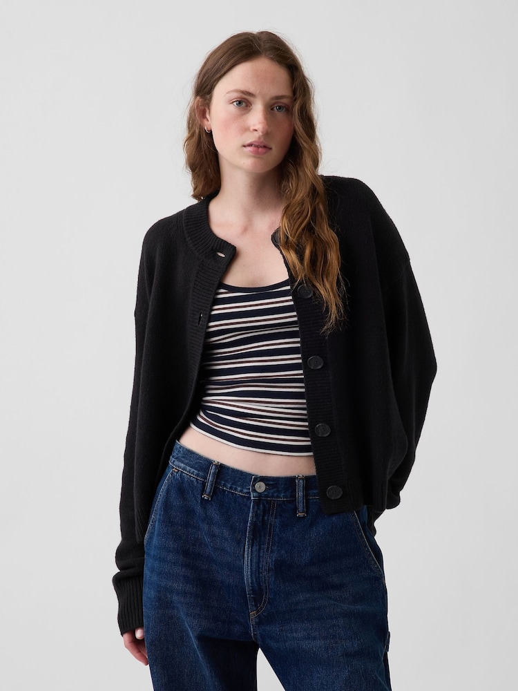 Schwarz - Gap CashSoft Oversized Chunky Strickjacke - Bild 1 von 4