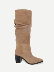 Off The Hook Brown Muswell Suede Slouchy Knee High Block Heel Boots - Image 2 of 6