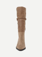 Off The Hook Brown Muswell Suede Slouchy Knee High Block Heel Boots - Image 4 of 6