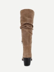 Off The Hook Brown Muswell Suede Slouchy Knee High Block Heel Boots - Image 5 of 6