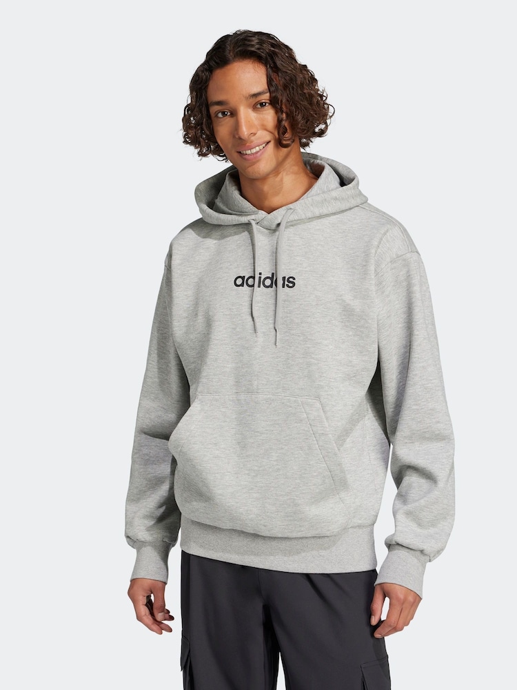 adidas Grey Essentials Linear Fleece Hoodie - Image 1 of 6