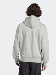 adidas Grey Essentials Linear Fleece Hoodie - Image 2 of 6
