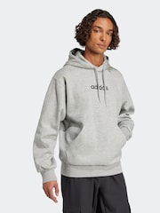 adidas Grey Essentials Linear Fleece Hoodie - Image 3 of 6