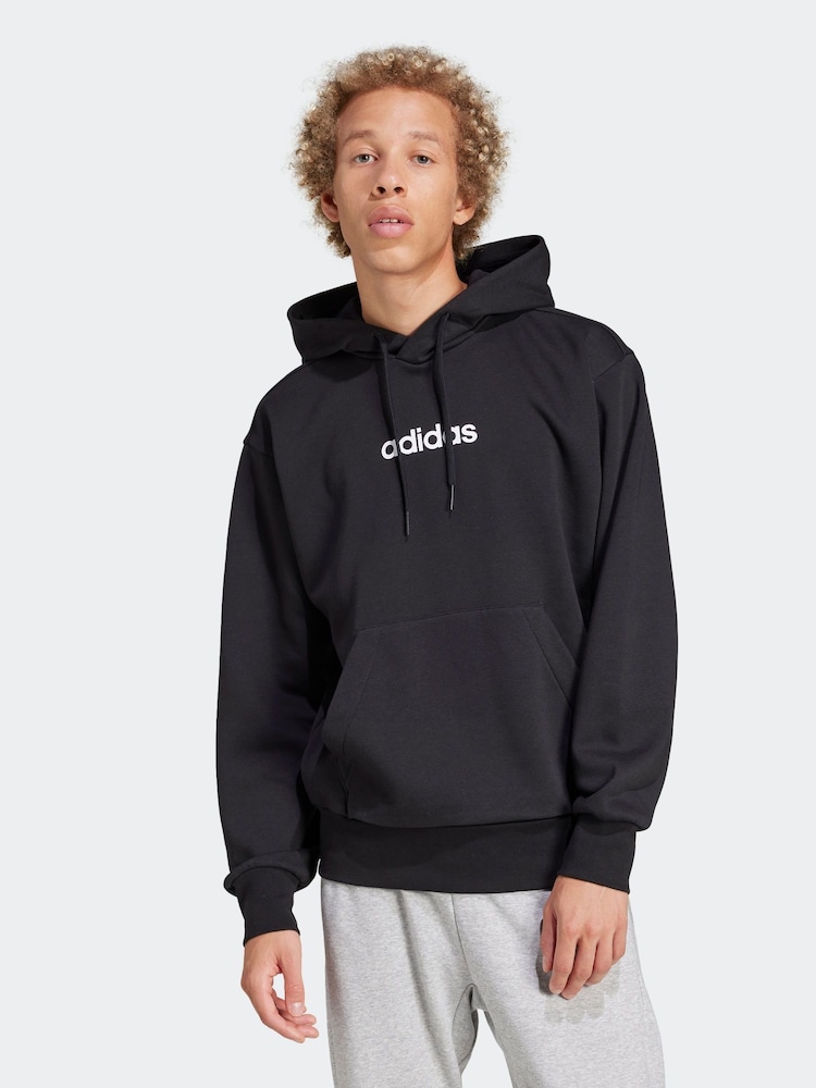 adidas Black Essentials Linear Fleece Hoodie - Image 1 of 6