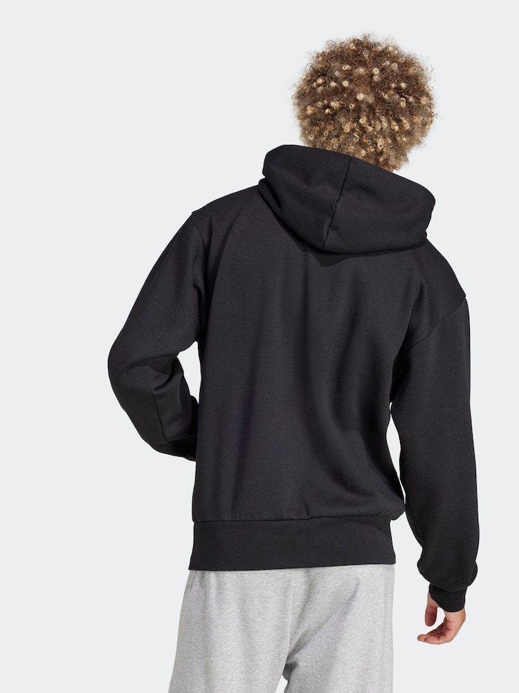 adidas Black Essentials Linear Fleece Hoodie - Image 2 of 6