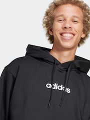 adidas Black Essentials Linear Fleece Hoodie - Image 4 of 6