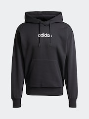 adidas Black Essentials Linear Fleece Hoodie - Image 6 of 6