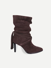 Off The Hook Brown Aurora Suede Slouchy Block Heel Mid-Calf Boots - Image 2 of 6