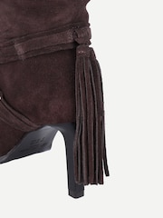 Off The Hook Brown Aurora Suede Slouchy Block Heel Mid-Calf Boots - Image 3 of 6
