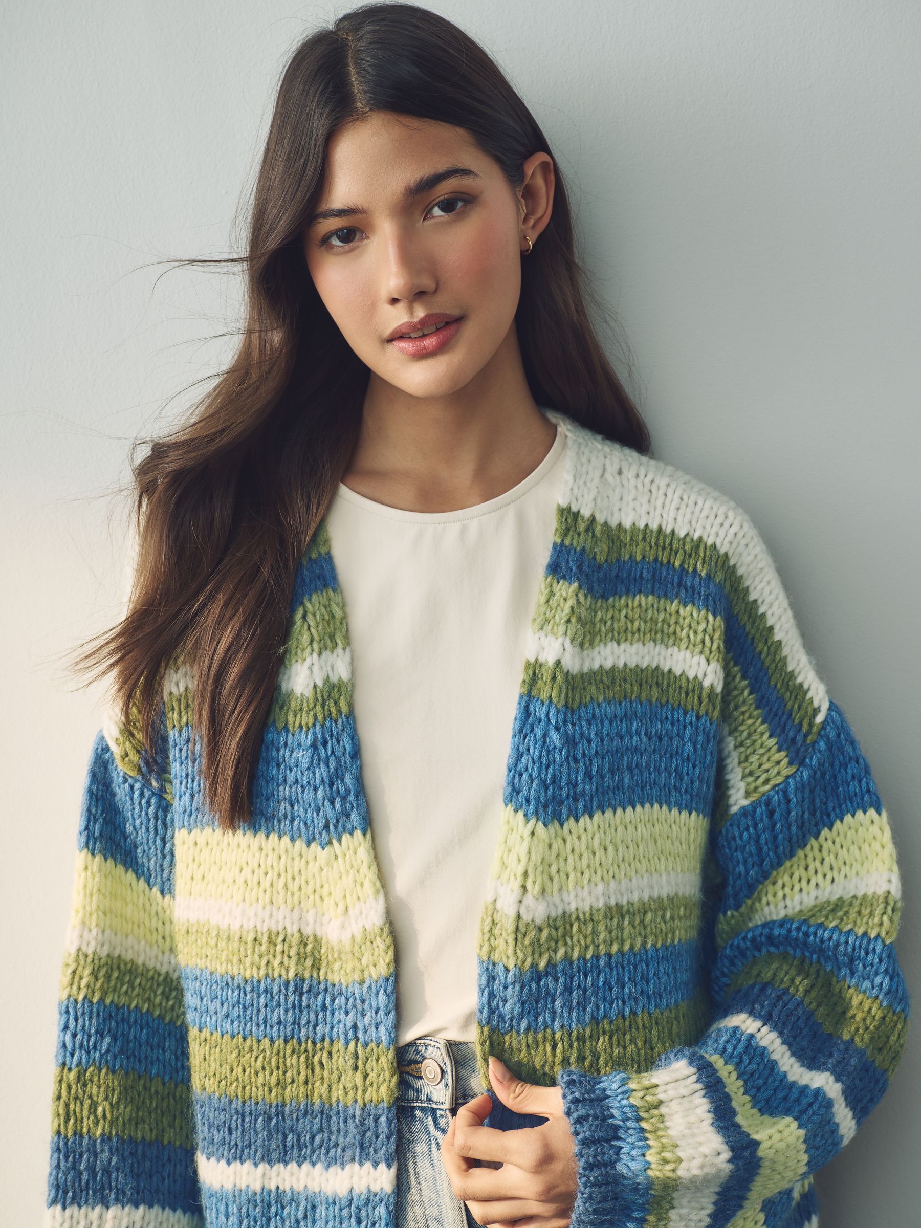 ciatre check knit cardigan (グリーン)