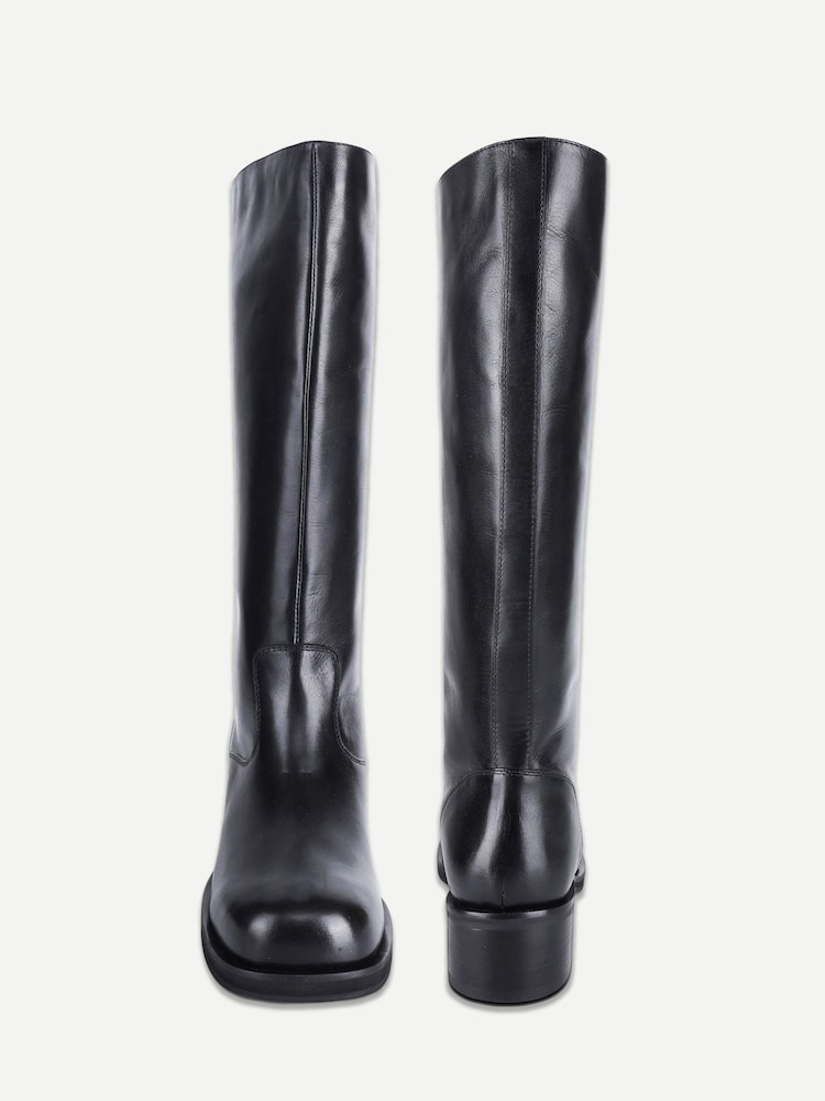 Off The Hook Black Helia Leather Knee High Block Heel Boots - Image 2 of 6 Off The Hook Black Helia Leather Knee High Block Heel Boots - Image 2 of 6
