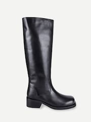 Off The Hook Black Helia Leather Knee High Block Heel Boots - Image 3 of 6