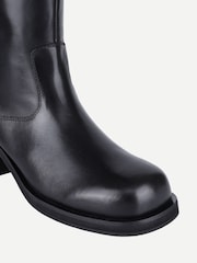 Off The Hook Black Helia Leather Knee High Block Heel Boots - Image 5 of 6