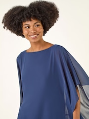Roman Blue Sequin Hem Contrast Tunic Top - Image 4 of 6