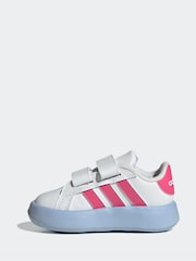 adidas White/Pink Kids Grand Court 2.0 Shoes - Image 3 of 10