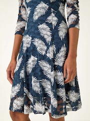 Roman Green Leaf Print Lace Stretch Dress - Image 5 of 5