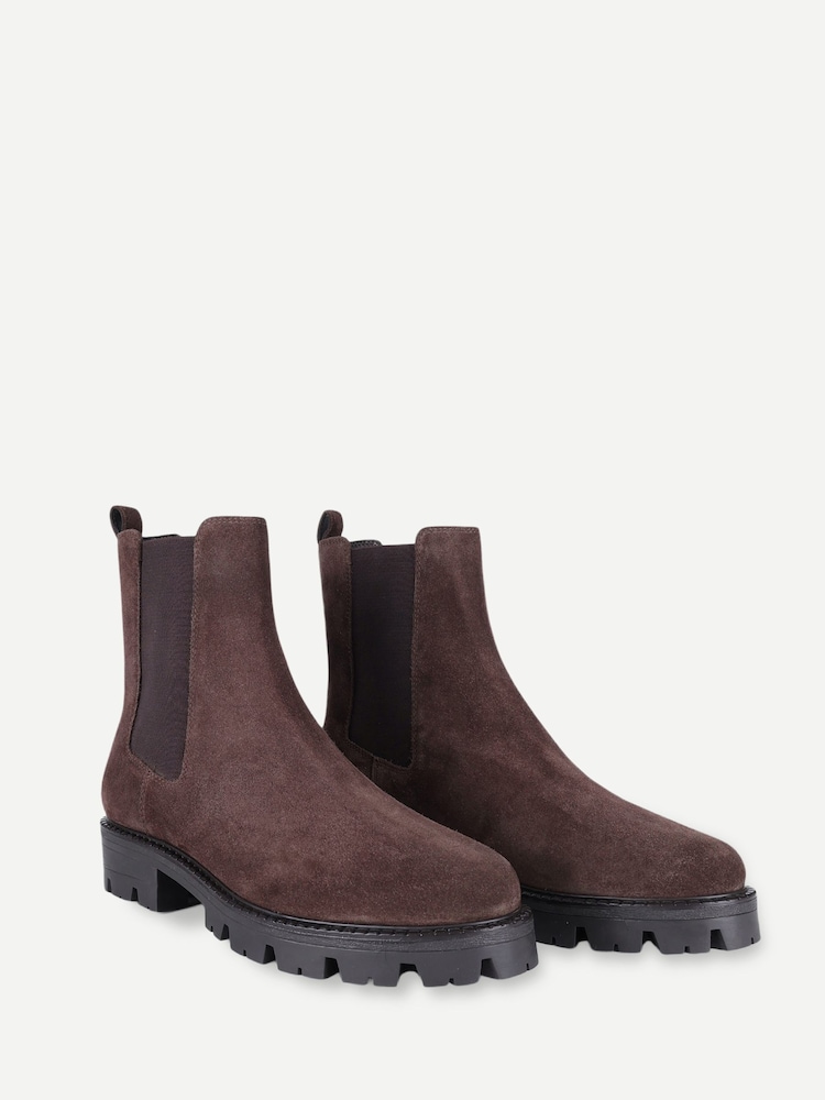 Off The Hook Brown Nova Suede Chunky Sole Chelsea Boots - Image 2 of 6