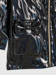 River Island Black Glitter Bow Pocket Raincoat - Image 3 of 4
