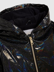 River Island Black Glitter Bow Pocket Raincoat - Image 4 of 4