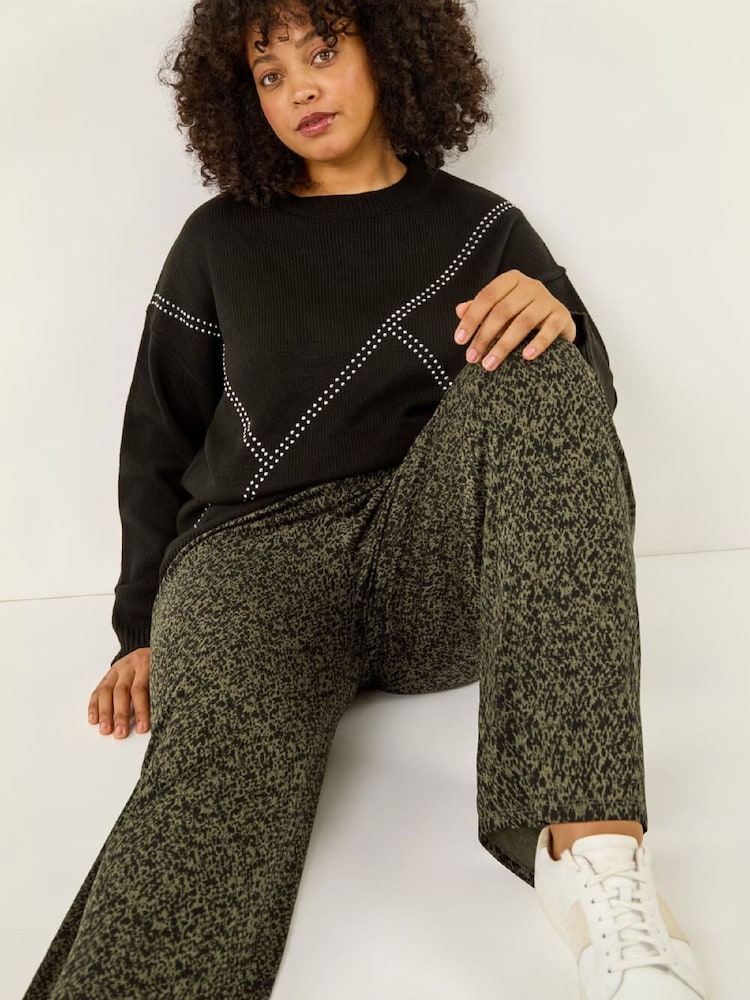 Roman Green Curve Paisley Wide Leg Culottes - Image 1 of 5 Roman Green Curve Paisley Wide Leg Culottes - Image 1 of 5