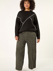 Roman Green Curve Paisley Wide Leg Culottes - Image 2 of 5