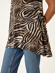 Roman Natural Zebra Print Hanky Hem Top - Image 5 of 5
