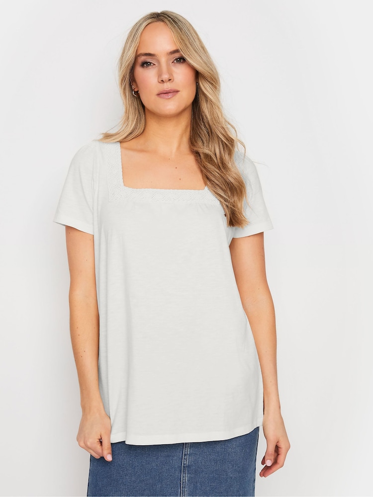 Long Tall Sally Cream 100% Cotton Square Neck Crochet Top - Image 2 of 6 Long Tall Sally Cream 100% Cotton Square Neck Crochet Top - Image 2 of 6