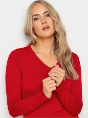 Long Tall Sally Red V-Neck Long Sleeve Jumper - Image 4 of 5
